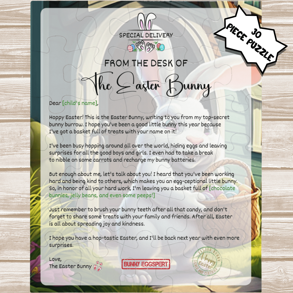 Easter Gift, Puzzle for Kids - 30/110 pieces, Personalized Letter from the Easter Bunny 001
