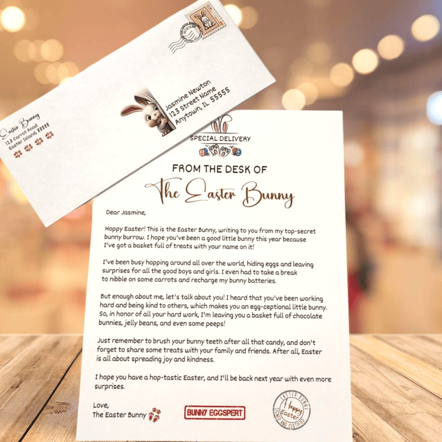 Personalized Letter From The Easter Bunny + Envelope