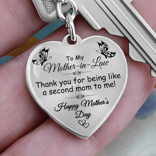Mother-in-Law Gift, Heart Keychain: Happy Mother's Day