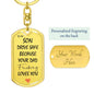 Gift For Son From Dad, Dog Tag Keychain: Drive Safe...
