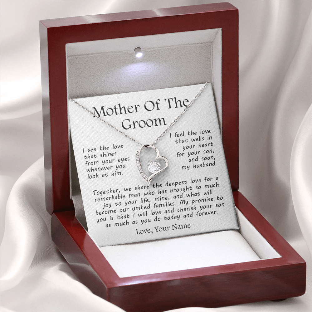 Gift For Mother Of The Groom, Forever Love Heart Necklace: I See The Love That Shines From Your Eyes...