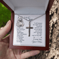 Gift For Son From Mom, Artisan Crafted Cross Necklace: I will always be right here...