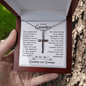 Gift For Grandson From Grandparents, Artisan Crafted Cross Necklace: We Closed Our Eyes For But A Moment...