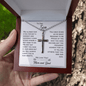 Gift For Son From Parents, Artisan Crafted Cross Necklace: We Closed Our Eyes For But A Moment...