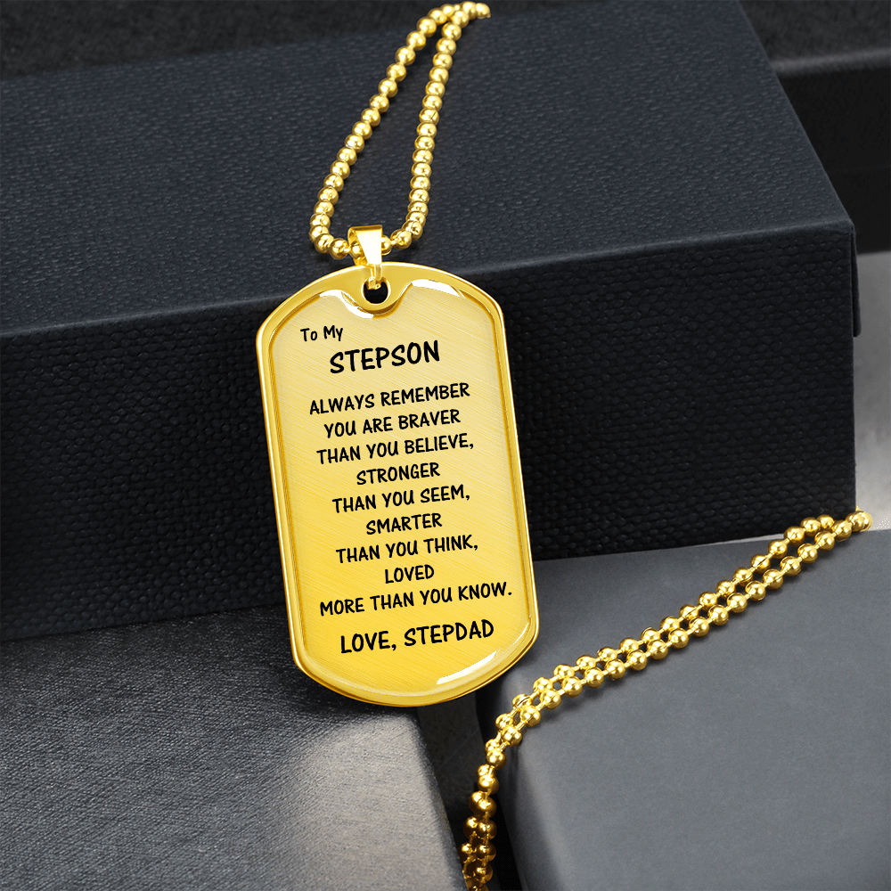 Gift For Stepson From Stepdad, Dog Tag Necklace: Always Remember...