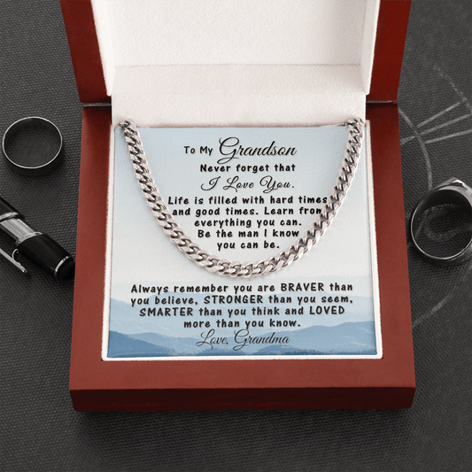 Grandson Gift From Grandma - Link Chain Necklace: Never Forget That I Love You...