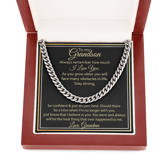 Grandson Gift From Grandma - Link Chain Necklace: Always Remember How Much I Love You...