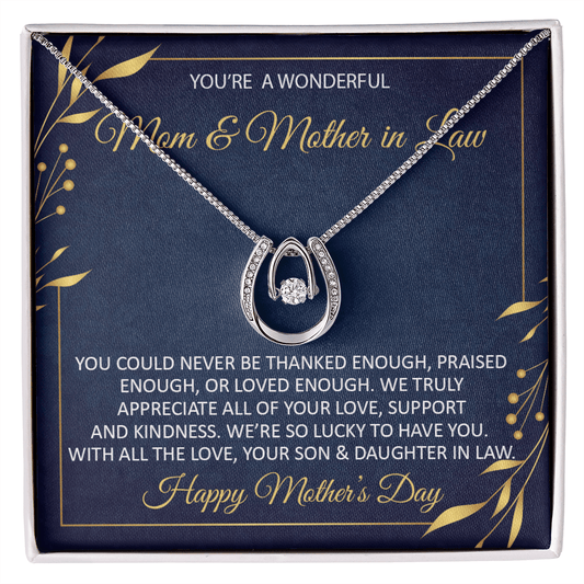Mother-in-Law Gift, Mother's Day Gift, Lucky In Love Necklace: We're So Lucky To Have You...