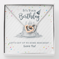 birthday gift for her, interlocking hearts necklace: it's your birthday. let's get up to some mischief! standard box
