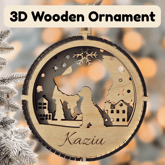 3D Wooden Dog Ornament: Goldendoodle