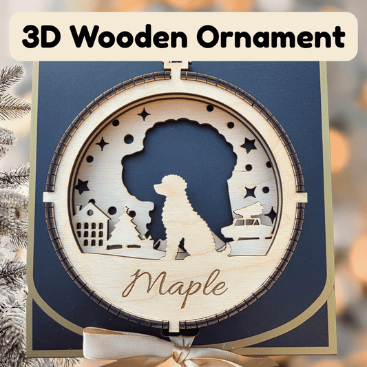 3D Wooden Dog Ornament: Portuguese Water Dog