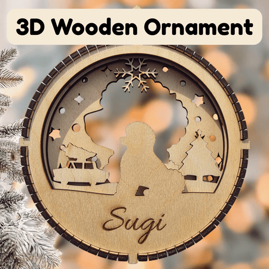 3D Wooden Dog Ornament: Bichon Frise