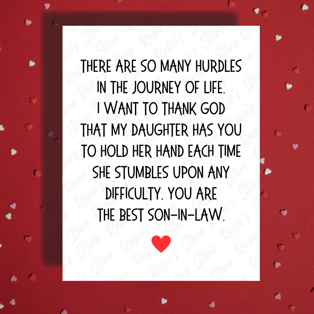 Son-in-Law Greeting Card: There Are So Many Hurdles In The Journey Of Life...