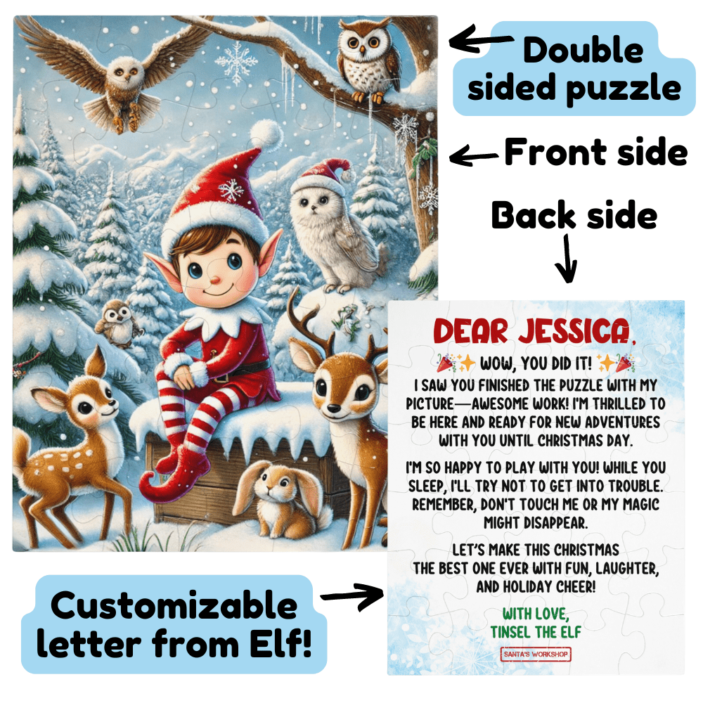 Christmas Gift, Personalized Elf Letter Double-Sided Jigsaw Puzzle: Wow, You Did It!