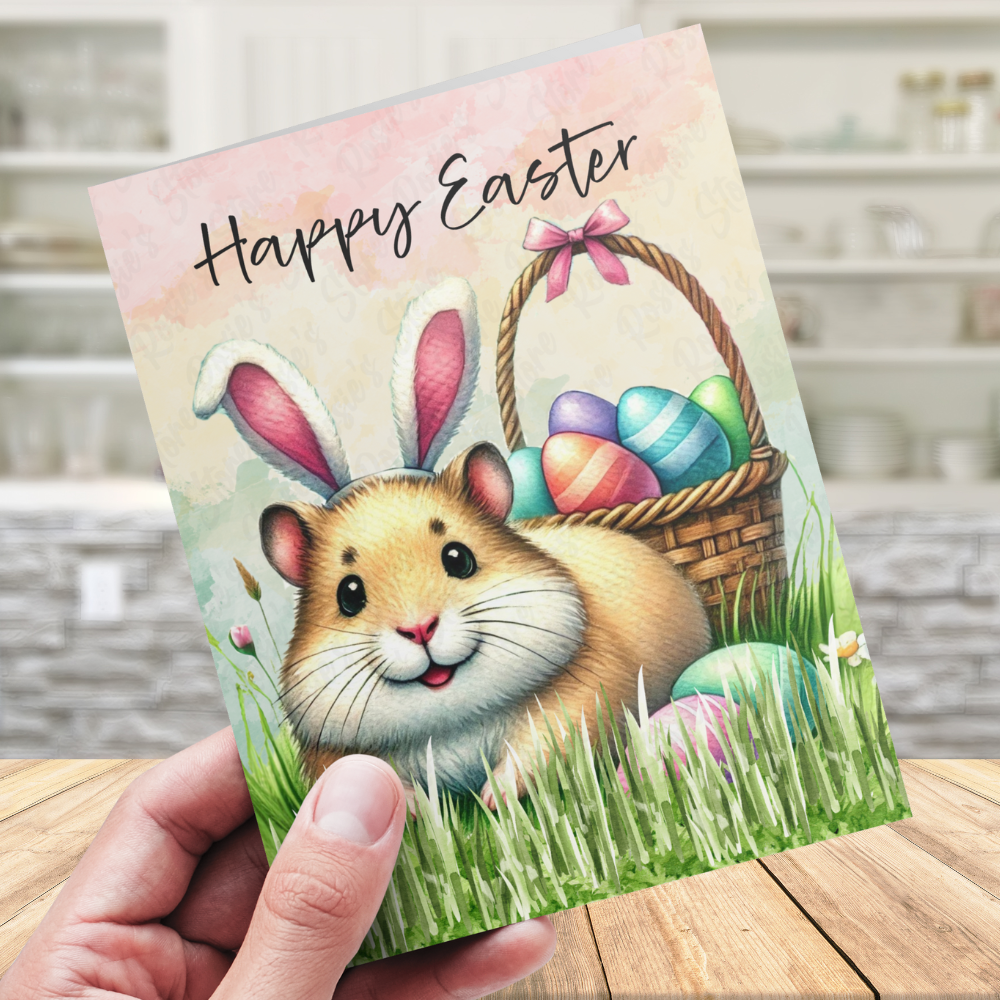 Easter Digital Greeting Card, Hamster: Happy Easter