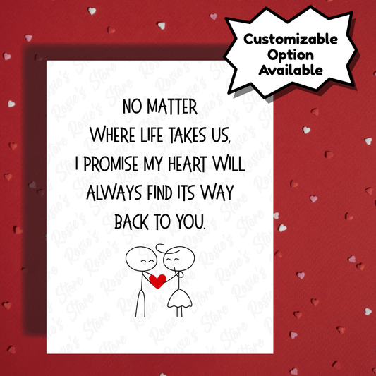 Couple Romantic Greeting Card: No Matter Where Life Takes Us...