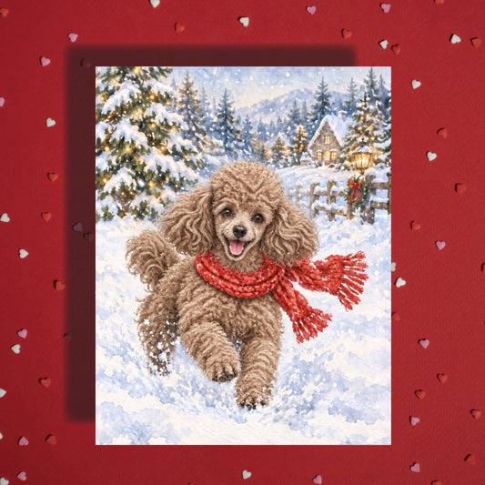 Christmas Card, Toy Poodle Dog (5 fur color options)