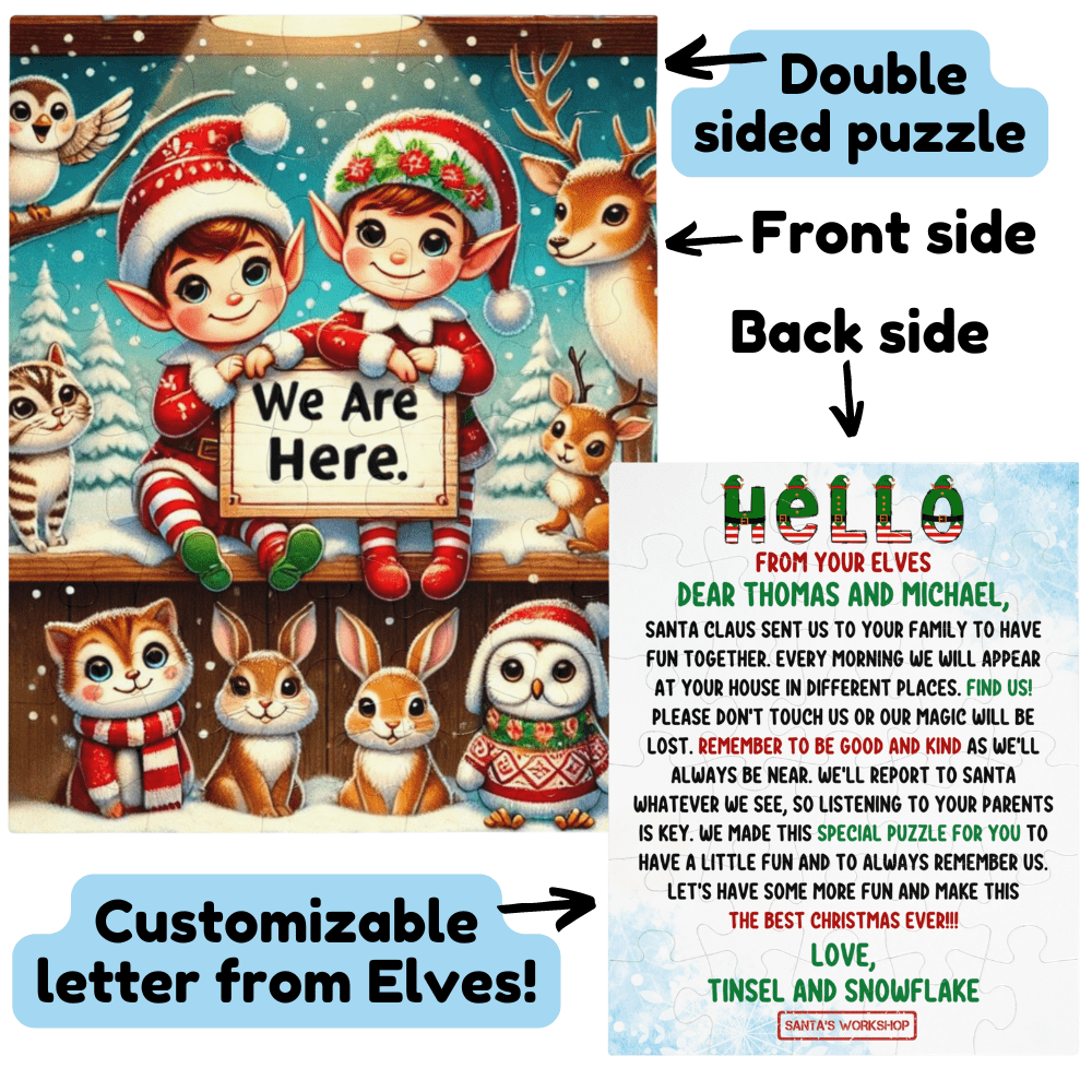 Christmas Gift, Personalized Elf Letter Double-Sided Jigsaw Puzzle: Hello From Your Elf (Elves)