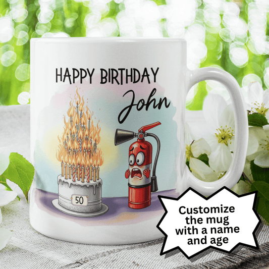 Birthday Gift, Fire Extinguisher Coffee Mug: Happy Birthday