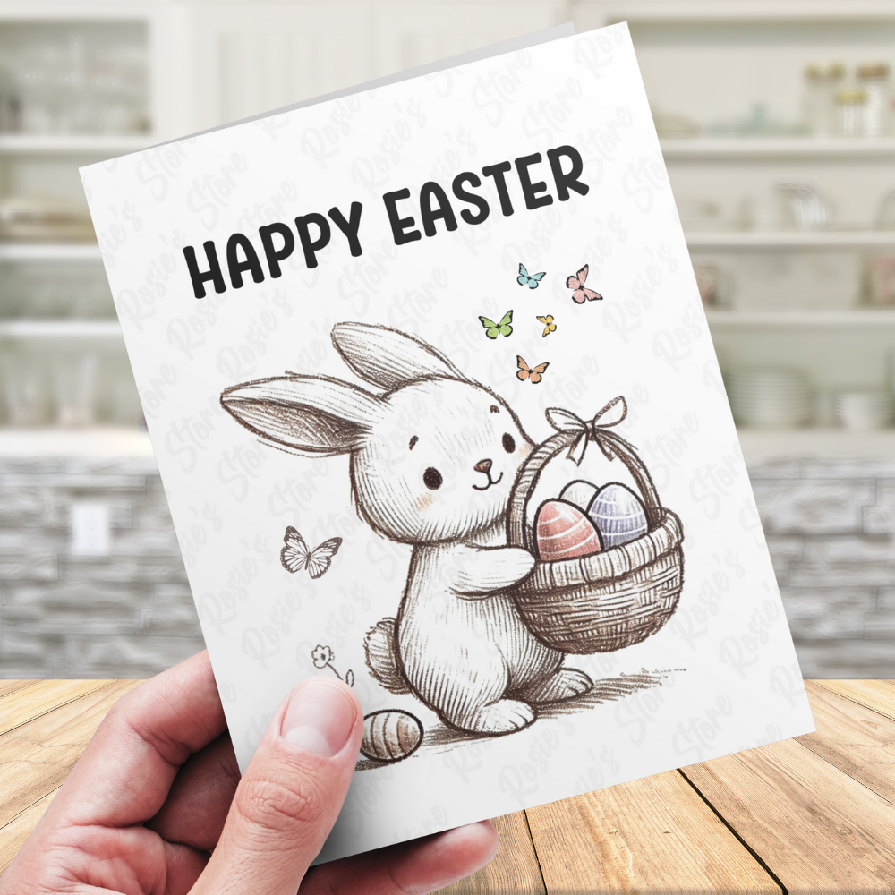 Easter Digital Greeting Card, Easter Bunny 001: Happy Easter