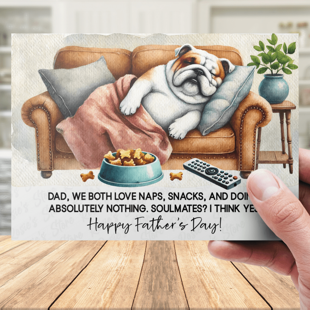 Dad Gift, Greeting Card, Bulldog Dog: Happy Father's Day