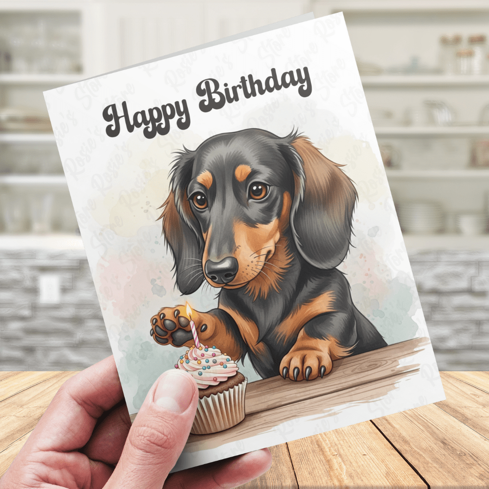 Birthday Greeting Card, Dachshund (black & brown) Dog Pet Lover: Happy Birthday