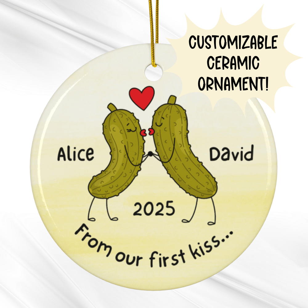 Personalized Ceramic Ornament: From Our First Kiss...