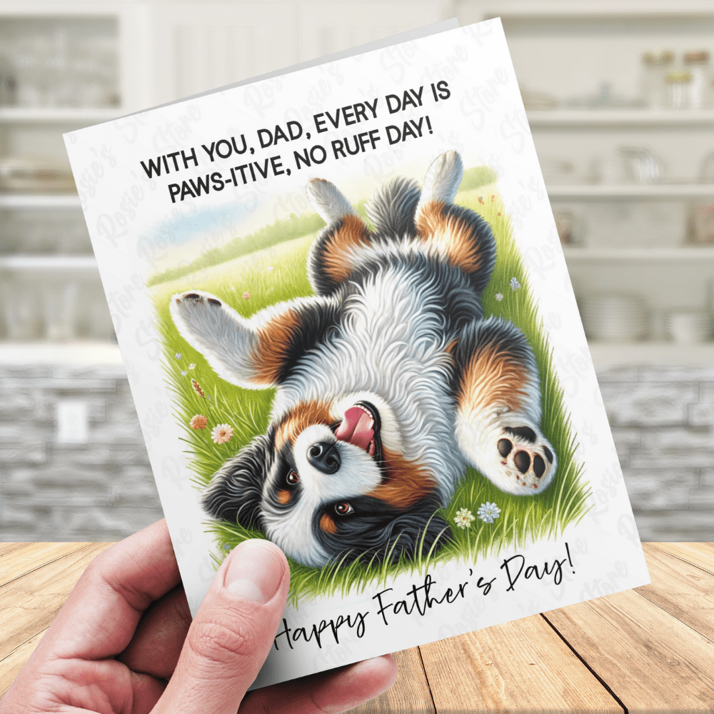 Dad Gift, Greeting Card, Bernedoodle Dog: Happy Father's Day