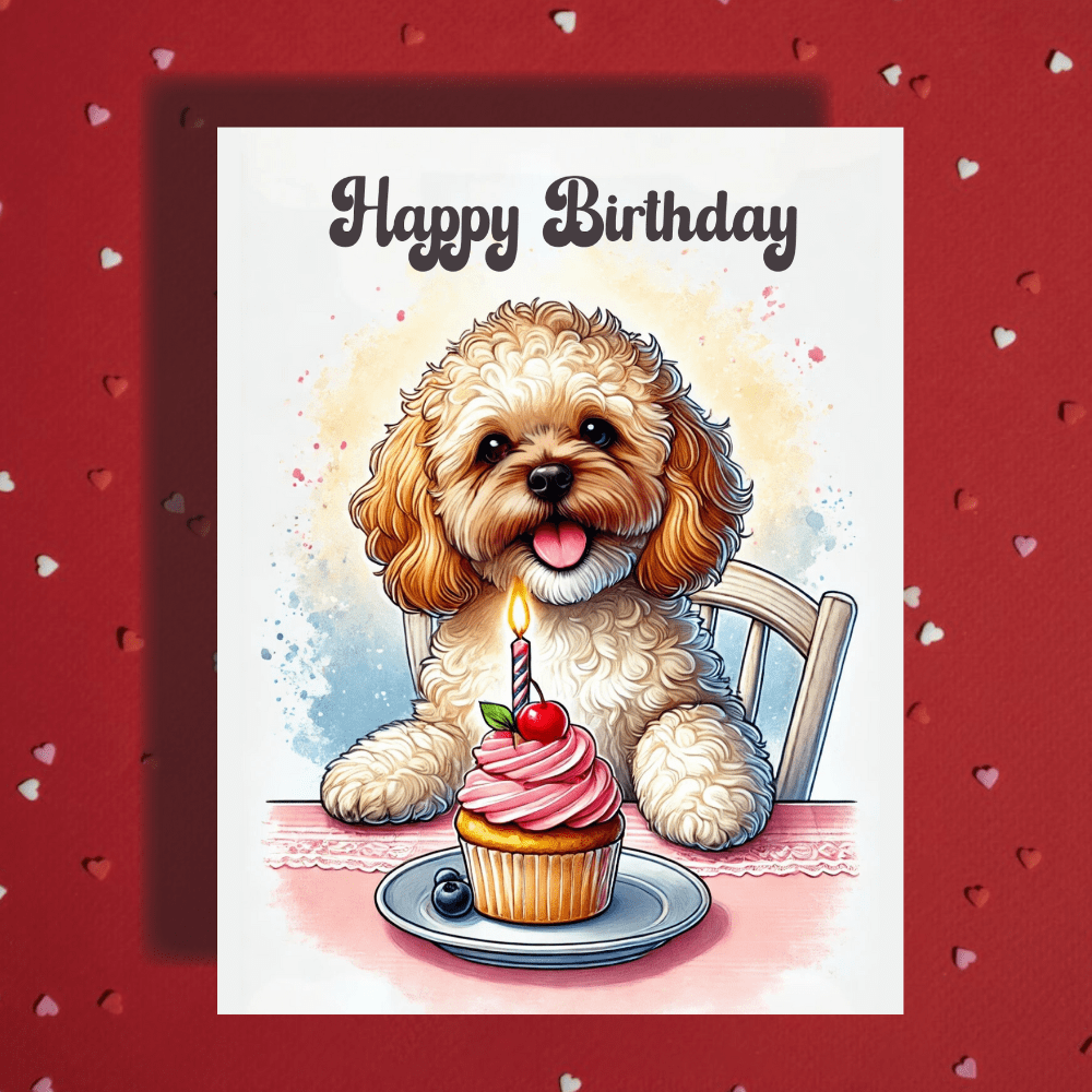Birthday Greeting Card, Cavapoo Dog Pet Lover: Happy Birthday