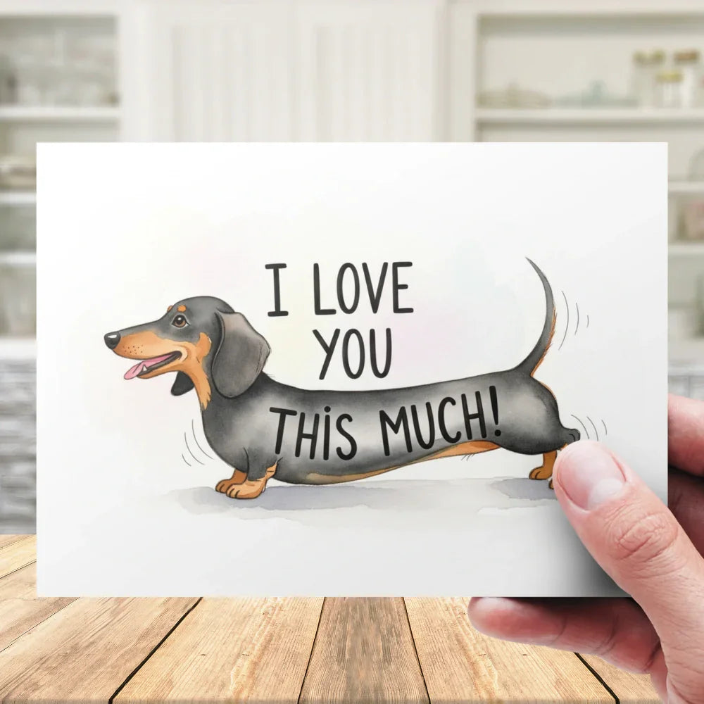 Dachshund Printable Card I Love You This Much Sausage Dog Digital Download