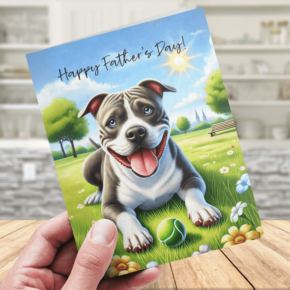 Father's Day Digital Greeting Card, Pitbull Dog: Happy Father's Day