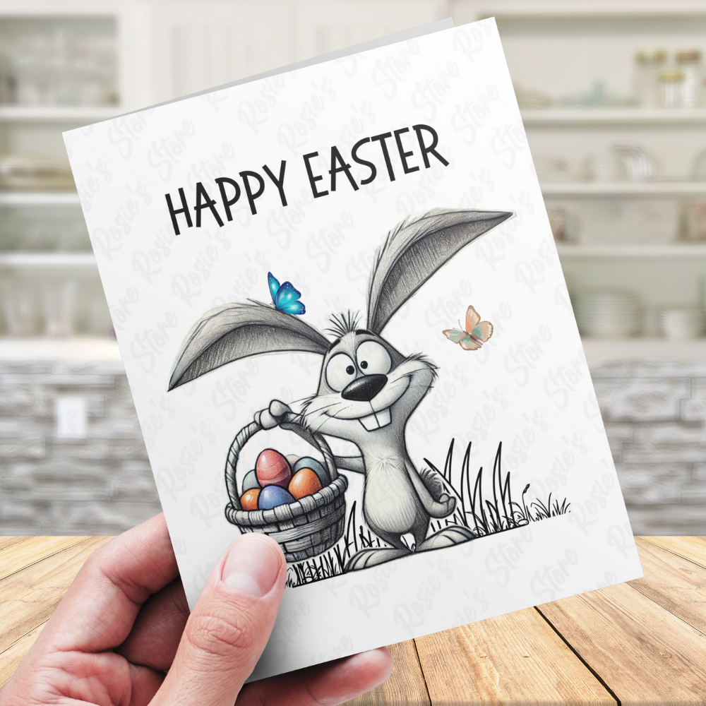 Easter Digital Greeting Card, Easter Bunny 004: Happy Easter