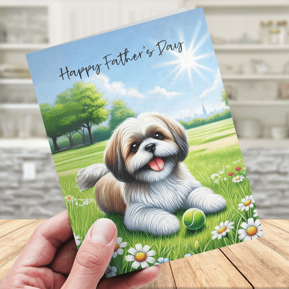 Father's Day Digital Greeting Card, Shih Tzu Dog: Happy Father's Day