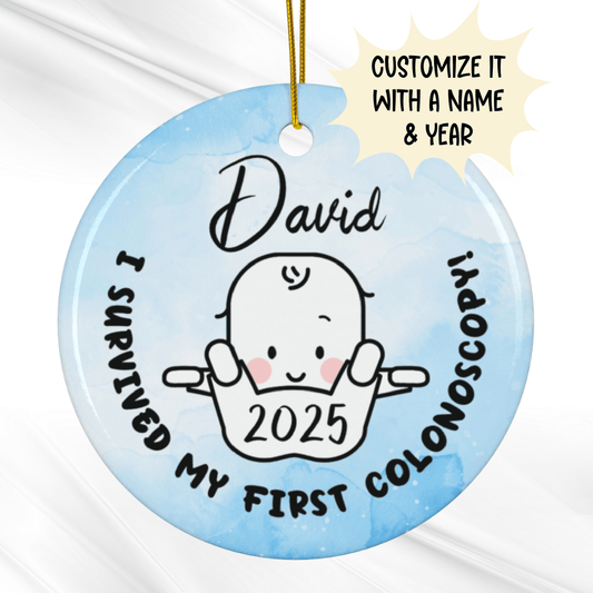 Colonoscopy, Personalized Ornament: I Survived My First Colonoscopy!