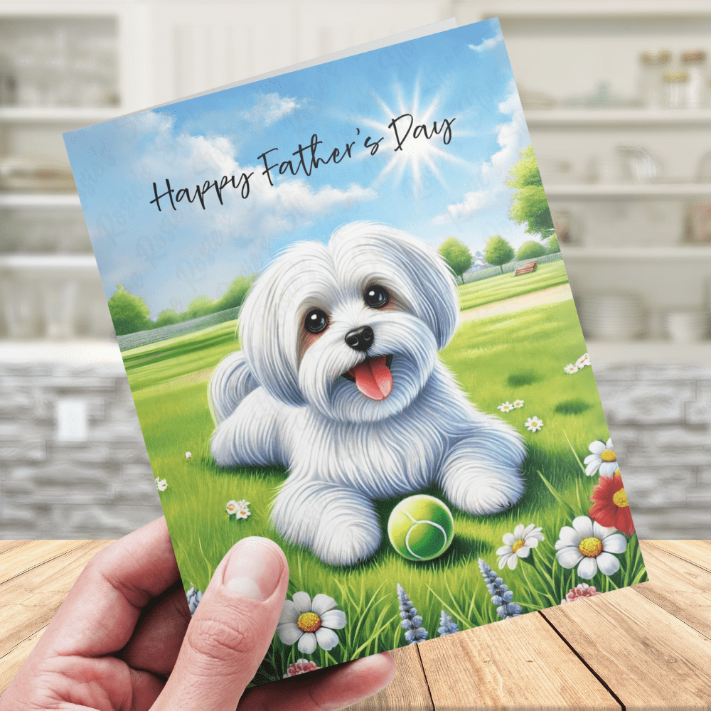 Father's Day Digital Greeting Card, Maltese Dog: Happy Father's Day