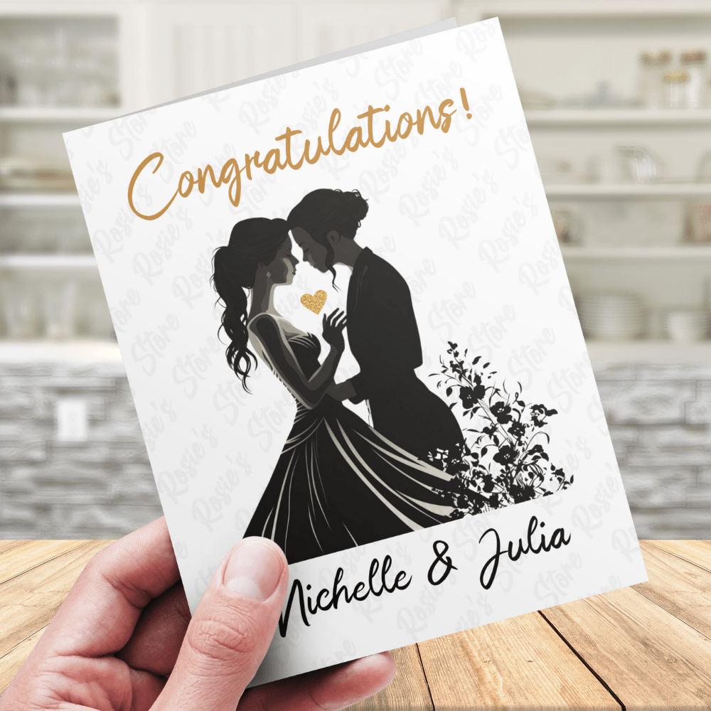 Wedding Greeting Card, Newly Married Lesbian Couple: Congratulations!