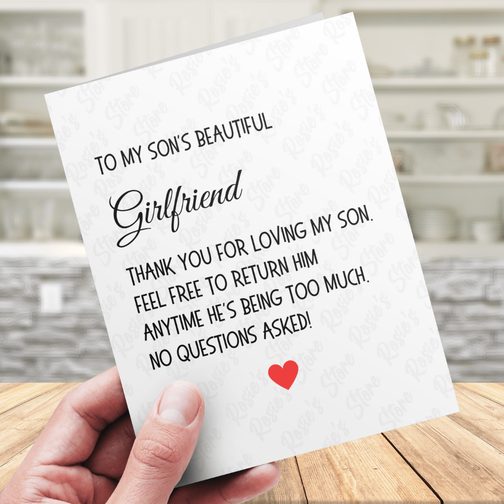 Girlfriend Funny Greeting Card For Son's Girlfriend: Thank You For Loving My Son