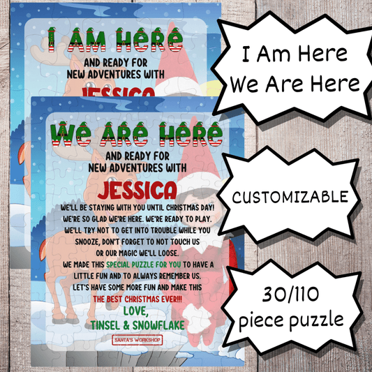 Christmas Gift, Personalized Elf Letter Jigsaw Puzzle: I Am Here/We Are Here