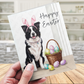 Easter Greeting Card, Black and White Australian Shepherd Dog: Happy Easter