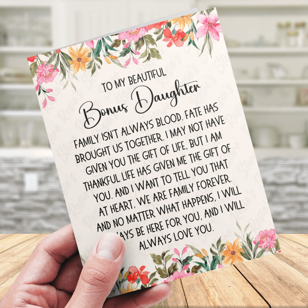 Bonus Daughter, Personalized Greeting Card: Family Isn't Always Blood...