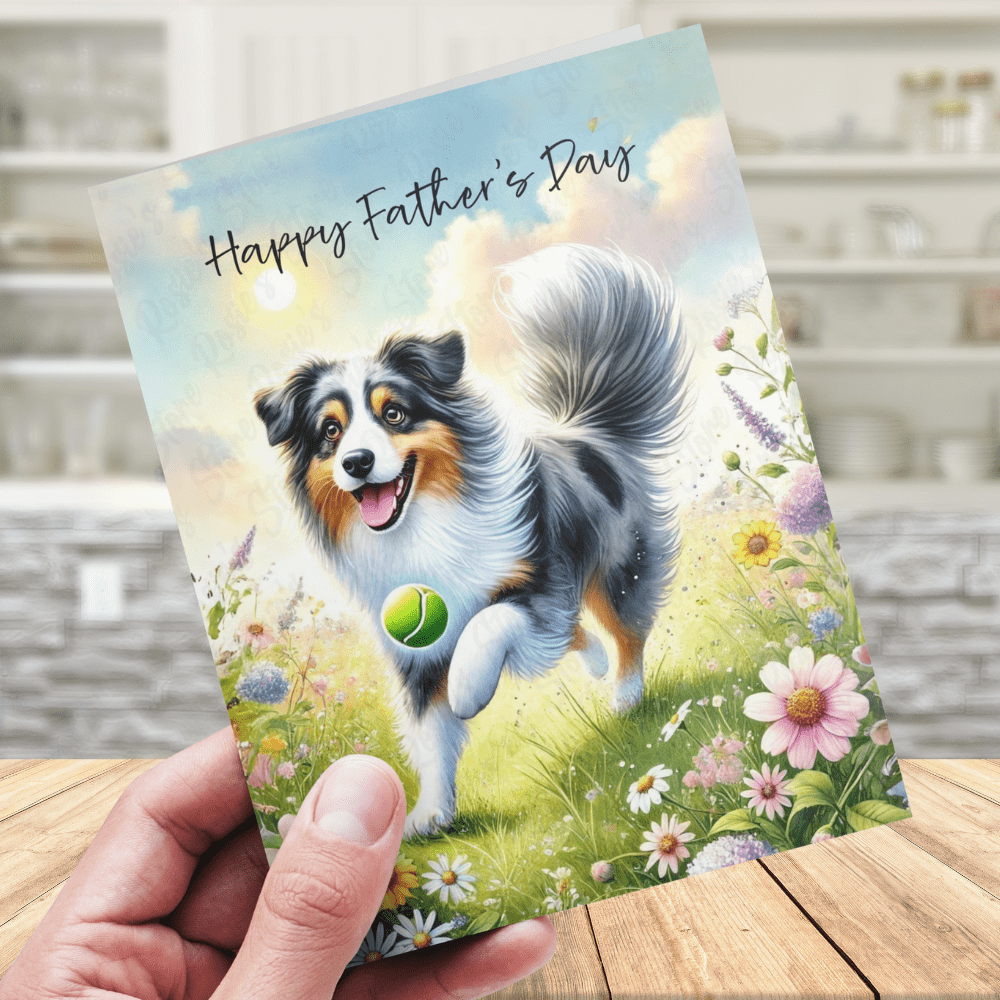 Dad Gift, Greeting Card, Aussie, Australian Shepherd Dog: Happy Father's Day