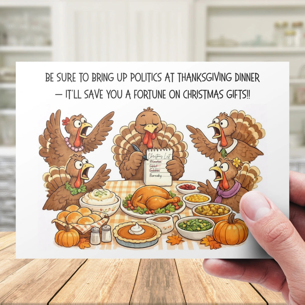 Thanksgiving Printable Card: Be Sure To Bring Up Politics(Digital Download)