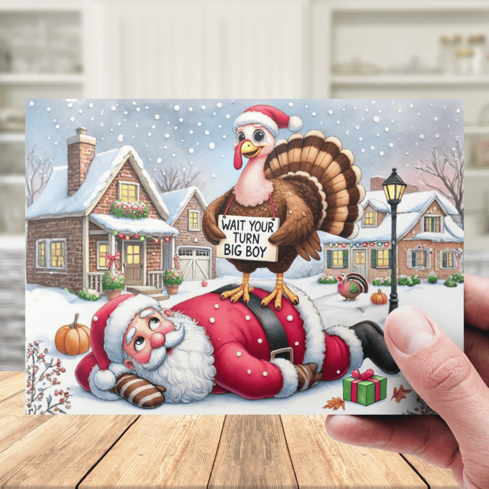 Thanksgiving, Funny Greeting Card: WAIT YOUR TURN BIG BOY
