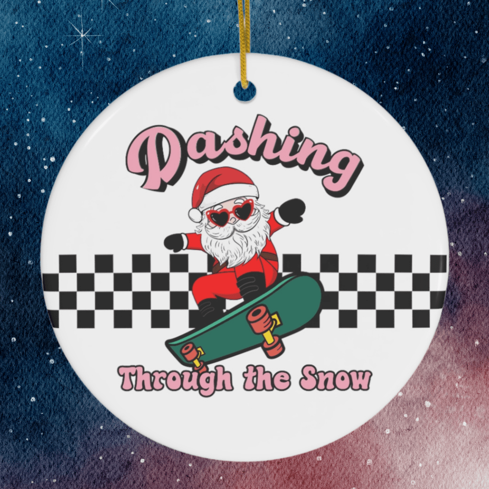 Christmas Gift, Ceramic Ornament: Dashing Through The Snow