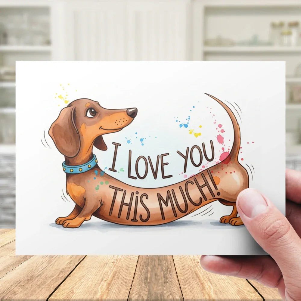 Dachshund Printable Card I Love You This Much Sausage Dog Digital Download