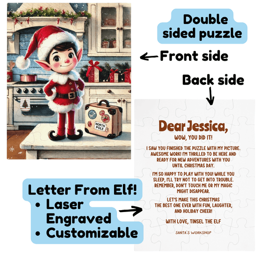 Christmas Gift, Personalized Elf Letter Double-Sided Jigsaw Puzzle: Wow, You Did It!