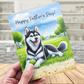 Dad Gift, Greeting Card, Black/White Husky Dog: Happy Father's Day