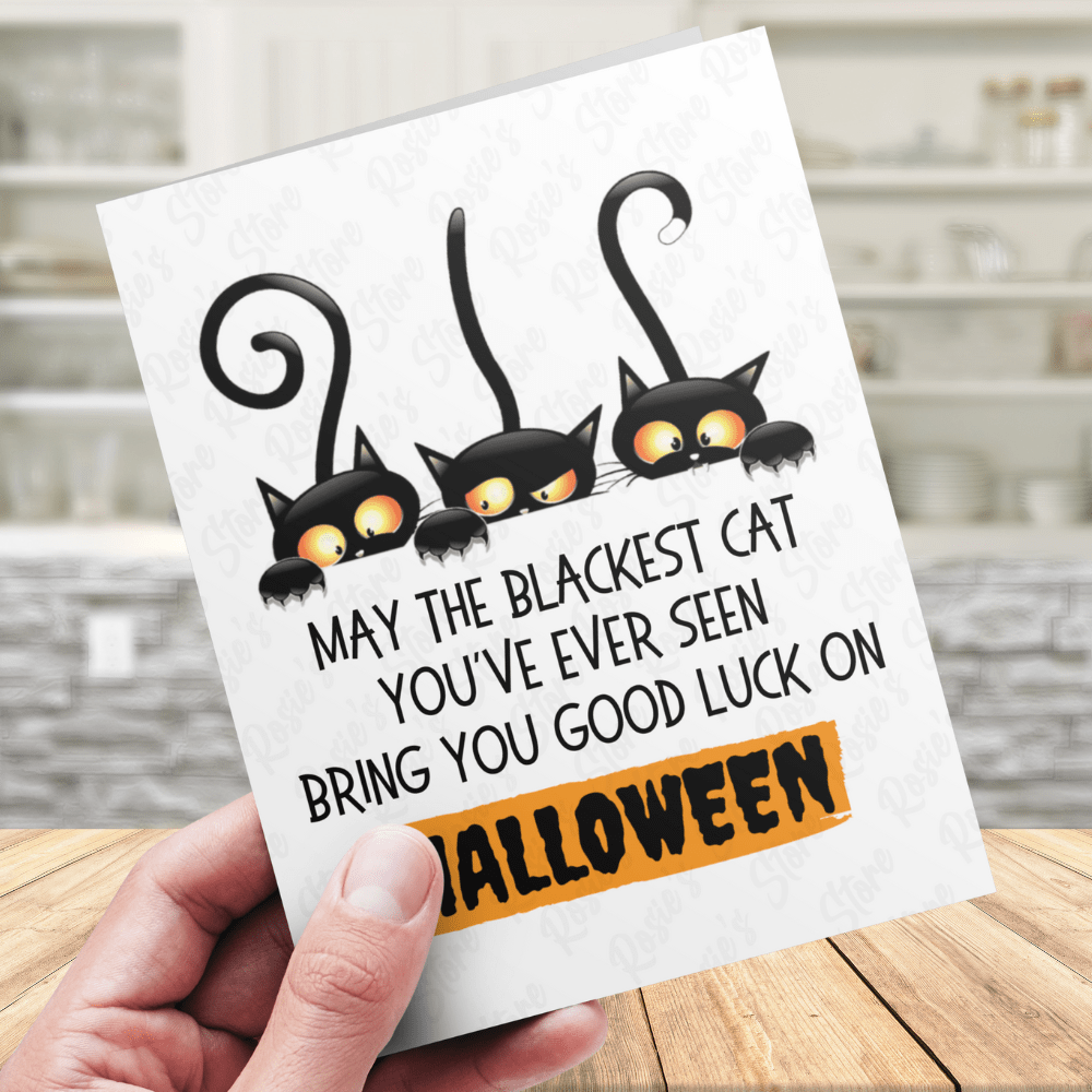 Halloween, Black Cats Greeting Card: May The Blackest Cat