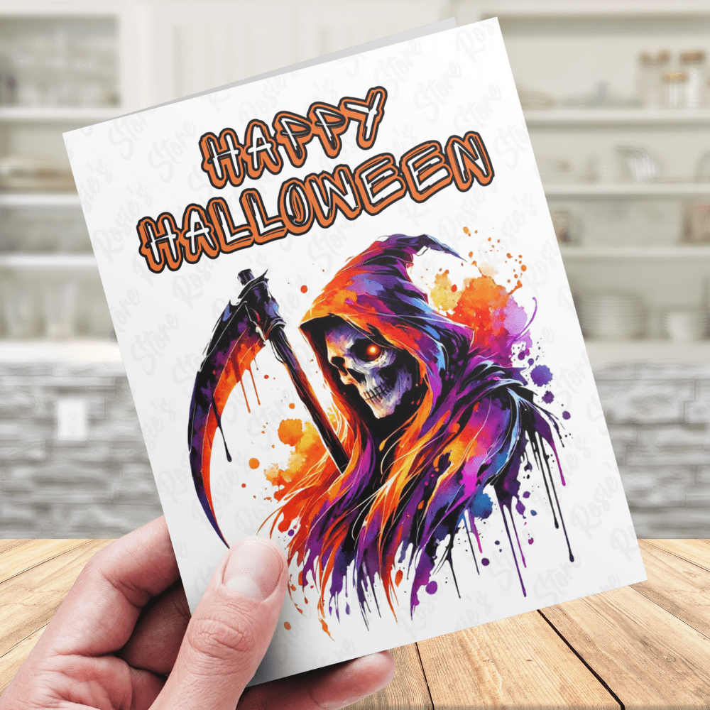 Halloween, Graffiti Reaper Greeting Card: Happy Halloween