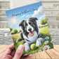 Dad Gift, Greeting Card, Border Collie Dog, Black & White: Happy Father's Day